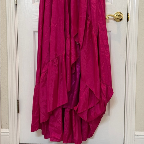 Mac Duggal 67835 Pink Taffeta High Low Ruffle Gown Size 8 NWT - Picture 7 of 10